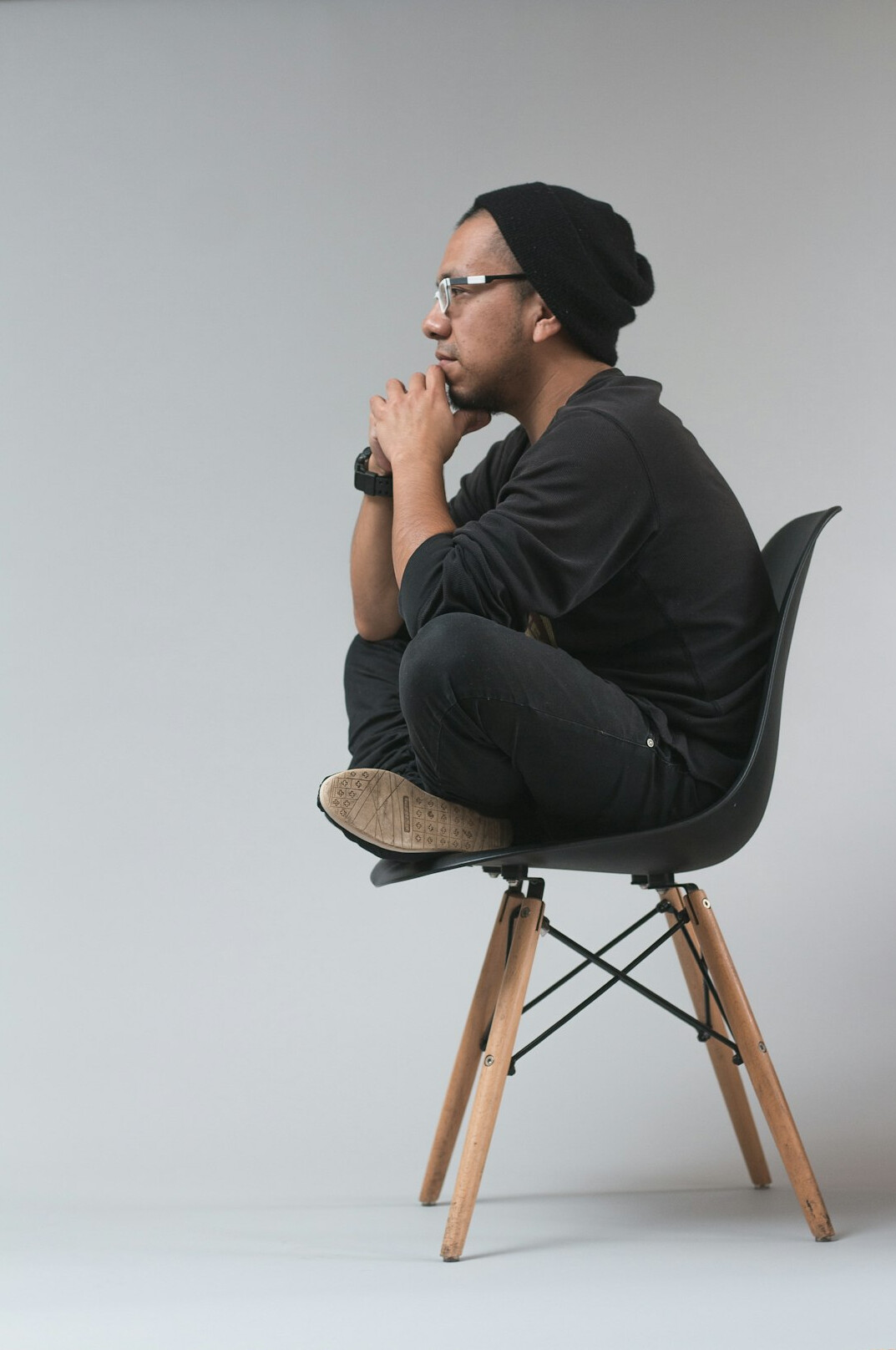 person reflecting in quiet room